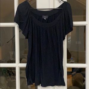 HEM Navy blue flutter short sleeve top